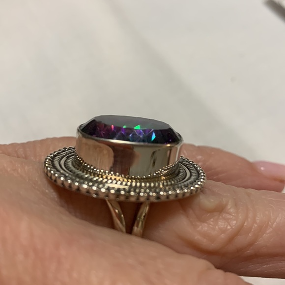 NWT JTV 10.50 CT OVAL MULTI COLOR QUARTZ STERLING SILVER RING - Picture 2 of 6